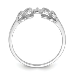 14k White Gold Polished Pearl Heart Ring Mounting (No Stone Included)