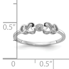 14k White Gold Polished Pearl Heart Ring Mounting (No Stone Included)