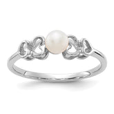 14k White Gold 4mm FW Cultured Pearl ring