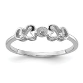 14k White Gold Polished Pearl Heart Ring Mounting (No Stone Included)