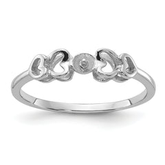 14k White Gold Polished Pearl Heart Ring Mounting (No Stone Included)