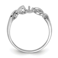 14k White Gold Polished Pearl Twisted Ring Mounting (No Stone Included)