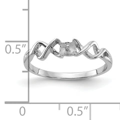 14k White Gold Polished Pearl Twisted Ring Mounting (No Stone Included)