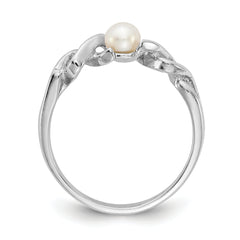 14k White Gold 4mm FW Cultured Pearl ring