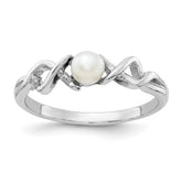 14k White Gold 4mm FW Cultured Pearl ring