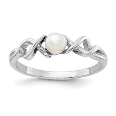 14k White Gold 4mm FW Cultured Pearl ring