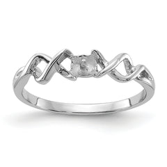 14k White Gold Polished Pearl Twisted Ring Mounting (No Stone Included)