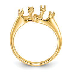 14k Polished Diamond & Pearl Ring Mounting (No Stone Included)