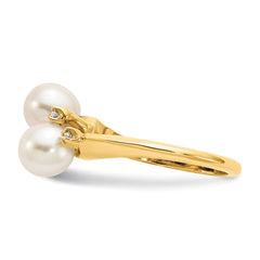 14k 6mm FW Cultured Pearl AA Diamond ring