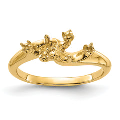 14k Polished Diamond & Pearl Ring Mounting (No Stone Included)