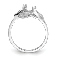 14k White Gold Polished Diamond & Pearl Ring Mounting (No Stone Included)