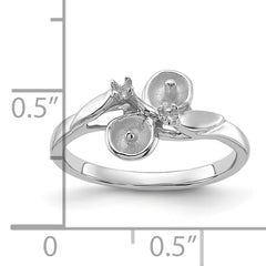 14k White Gold Polished Diamond & Pearl Ring Mounting (No Stone Included)