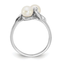 14k White Gold 5mm FW Cultured Pearl AA Diamond ring
