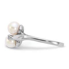 14k White Gold 5mm FW Cultured Pearl AA Diamond ring