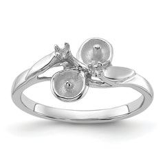 14k White Gold Polished Diamond & Pearl Ring Mounting (No Stone Included)