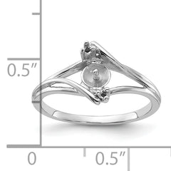 14k White Gold Polished Diamond & Pearl Ring Mounting (No Stone Included)