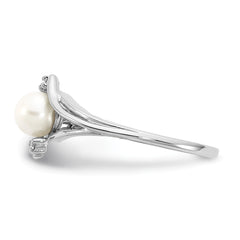 14k White Gold FW Cultured Pearl Diamond FW Cultured Pearl ring