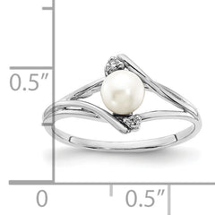 14k White Gold FW Cultured Pearl Diamond FW Cultured Pearl ring