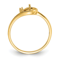 14k Polished Diamond & Pearl Ring Mounting (No Stone Included)