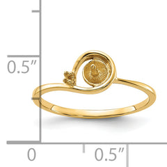 14k Polished Diamond & Pearl Ring Mounting (No Stone Included)