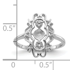14k White Gold Polished Diamond & Pearl Scroll Ring Mounting (No Stone Included)
