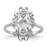 14k White Gold Polished Diamond & Pearl Scroll Ring Mounting (No Stone Included)