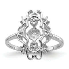 14k White Gold Polished Diamond & Pearl Scroll Ring Mounting (No Stone Included)