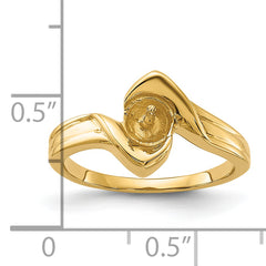 14k Polished Pearl Ring Mounting (No Stone Included)