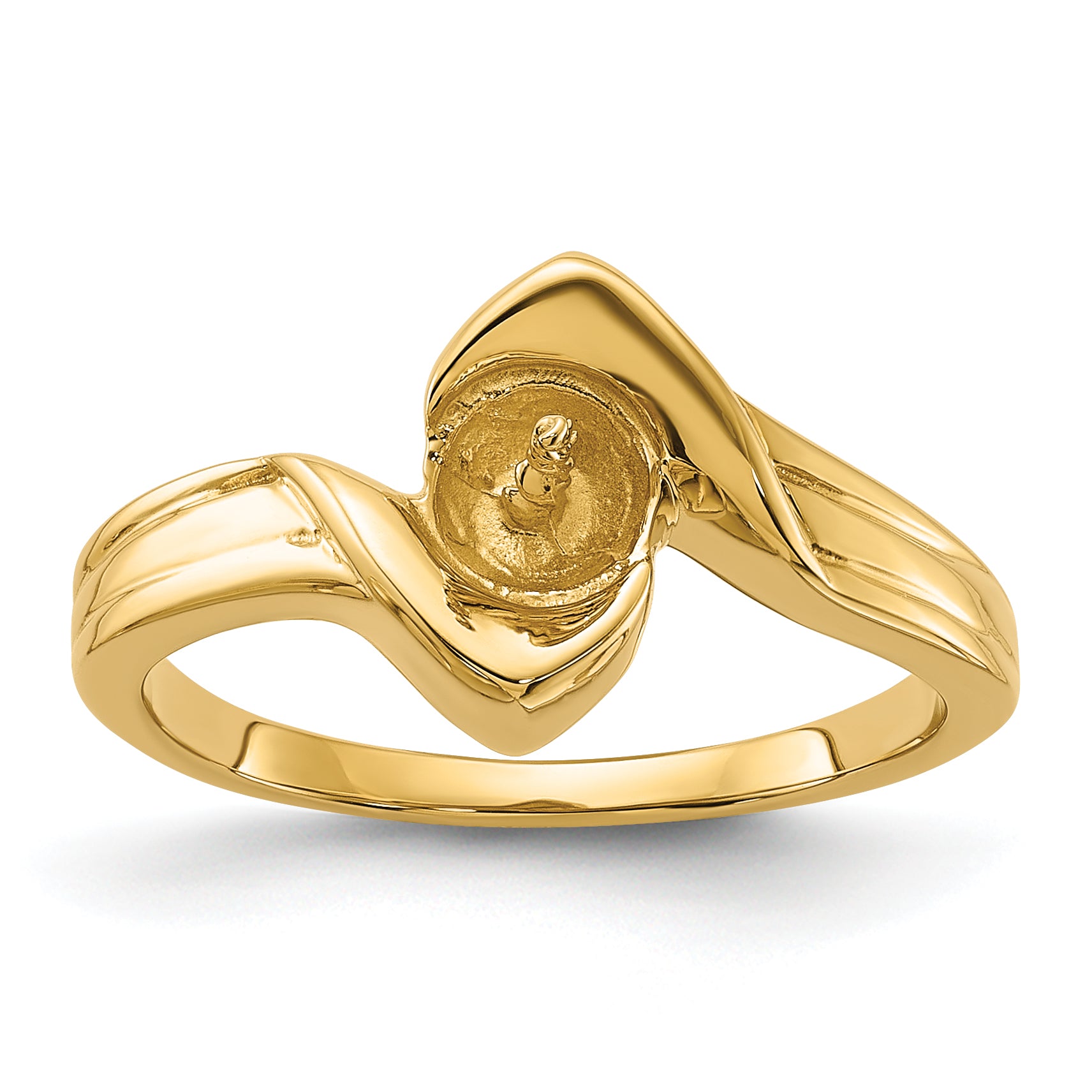 14k Polished Pearl Ring Mounting (No Stone Included)