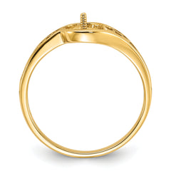 14k Polished Pearl Filigree Ring Mounting (No Stone Included)