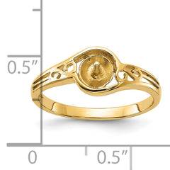 14k Polished Pearl Filigree Ring Mounting (No Stone Included)