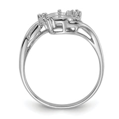 14k White Gold Polished Diamond & Pearl Ring Mounting (No Stone Included)