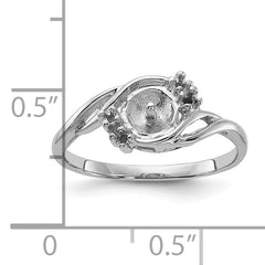 14k White Gold Polished Diamond & Pearl Ring Mounting (No Stone Included)