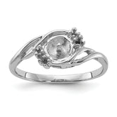 14k White Gold Polished Diamond & Pearl Ring Mounting (No Stone Included)