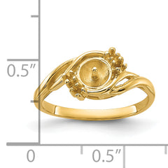 14k Yellow Gold Polished .06ct. Diamond & Pearl Ring Mounting (No Stone Included)