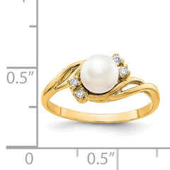 14k FW Cultured Pearl Diamond FW Cultured Pearl ring