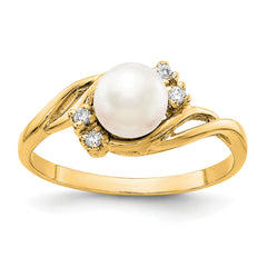 14k FW Cultured Pearl Diamond FW Cultured Pearl ring