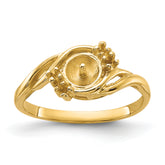 14k Yellow Gold Polished .06ct. Diamond & Pearl Ring Mounting (No Stone Included)