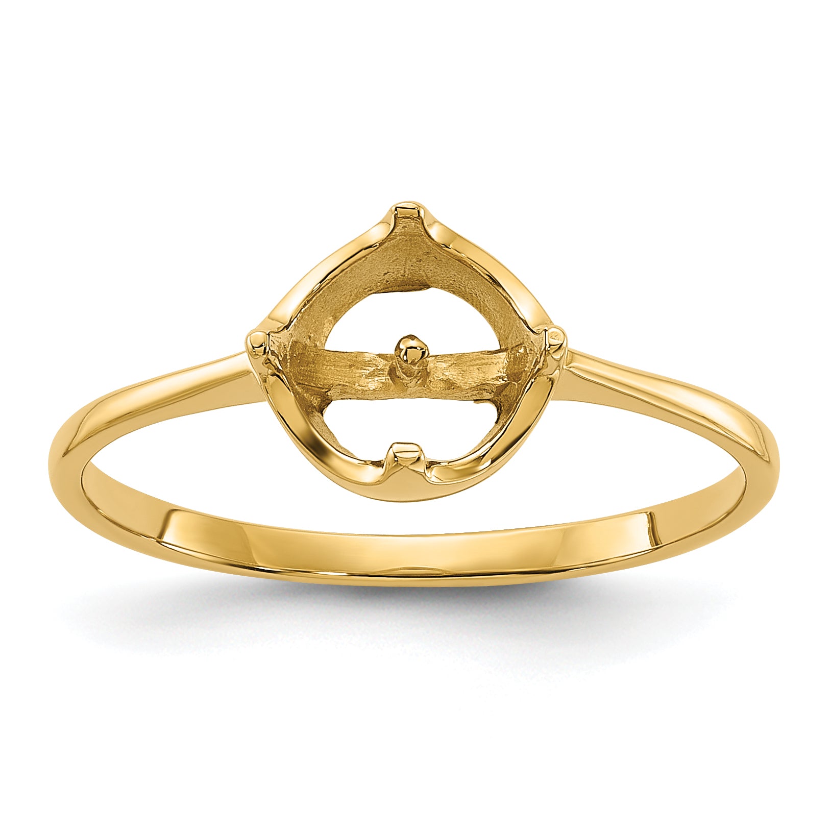 14k Polished Pearl Ring Mounting (No Stone Included)