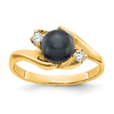 14k Polished Diamond & Pearl Ring Mounting (No Stone Included)