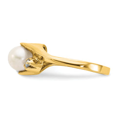 14k FW Cultured Pearl & Diamond Ring
