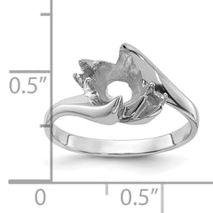 14k White Gold Polished Diamond & Pearl Ring Mounting (No Stone Included)