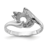 14k White Gold Polished Diamond & Pearl Ring Mounting (No Stone Included)