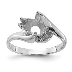 14k White Gold Polished Diamond & Pearl Ring Mounting (No Stone Included)