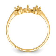 14k Polished Diamond & Pearl Ring Mounting (No Stone Included)