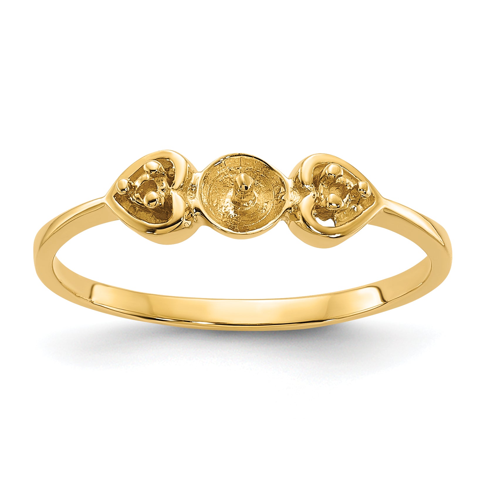 14k Polished Diamond & Pearl Ring Mounting (No Stone Included)