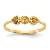 14k Polished Diamond & Pearl Ring Mounting (No Stone Included)