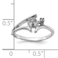 14k White Gold Polished Pearl & Diamond Ring Mounting (No Stone Included)