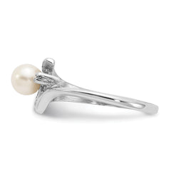 14k White Gold 5mm FW Cultured Pearl & AA Diamond Ring
