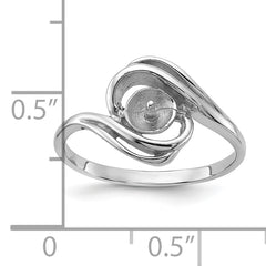 14k White Gold Polished Pearl Ring Mounting (No Stone Included)